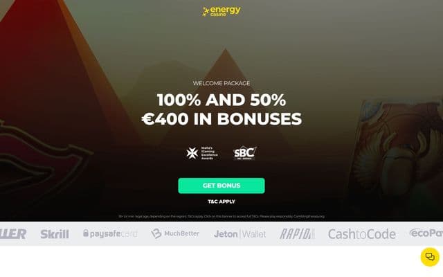 Energy Casino Homepage Image