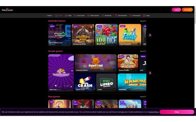 Intercasino Homepage Image