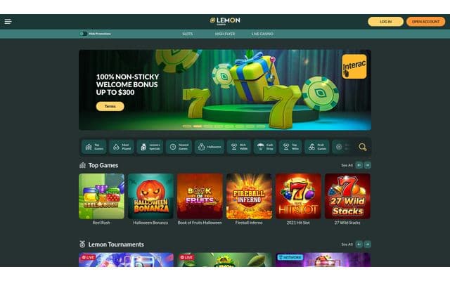 Lemon Casino Homepage Image