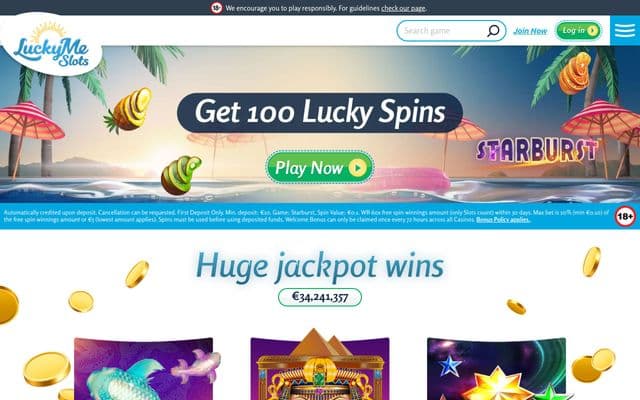 Lucky Me Slots Homepage Image