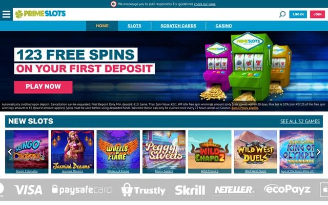 Prime Slots Homepage Image