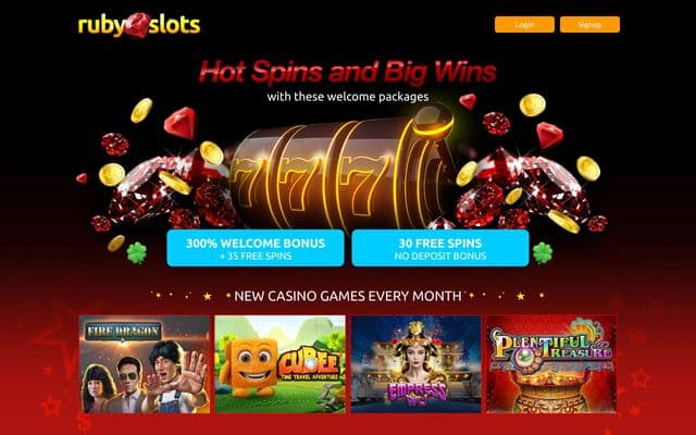 Ruby Slots Homepage Image