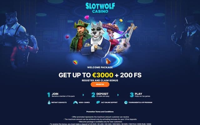 SlotWolf Casino Homepage Image