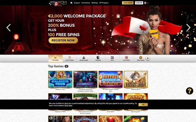 Unique Casinohome screen