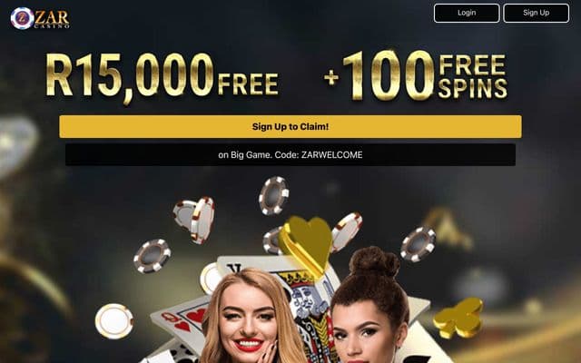 Zar Casinohome screen