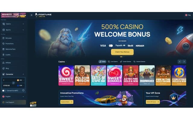 FortuneJack Home Screen