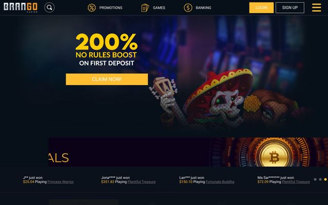 Casino Brango Homepage Image