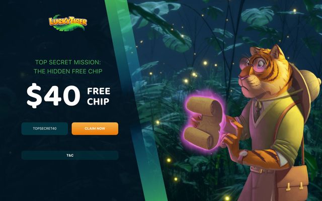 $40 No Deposit Free Chip at Lucky Tiger Casino