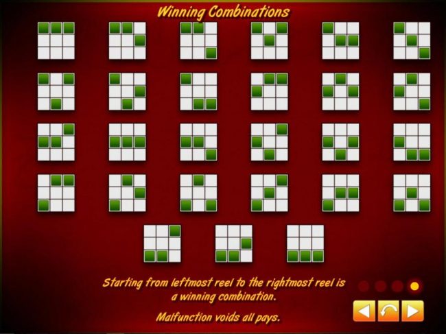 Payline Diagrams 1-27. Starting from the leftmost reel to the rightmost reel is a winning combination.