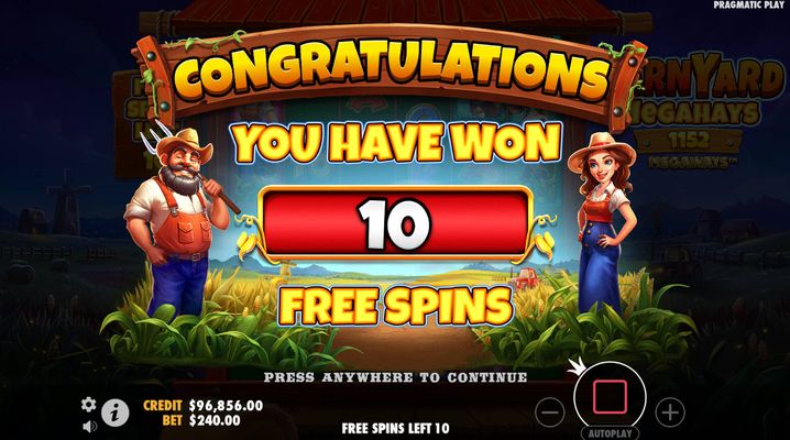 10 Free Spins Awarded