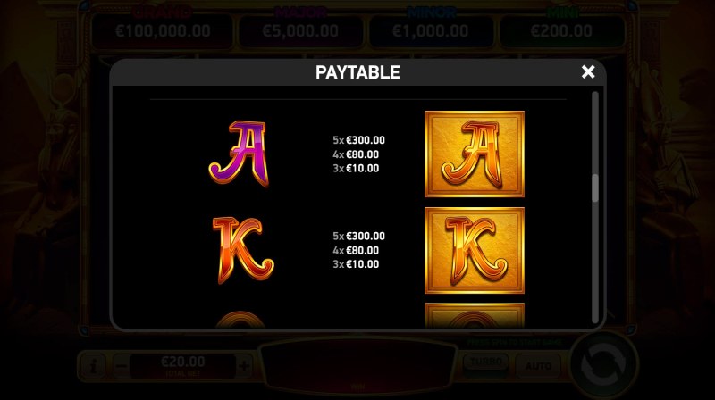 Paytable - Low Value Symbols