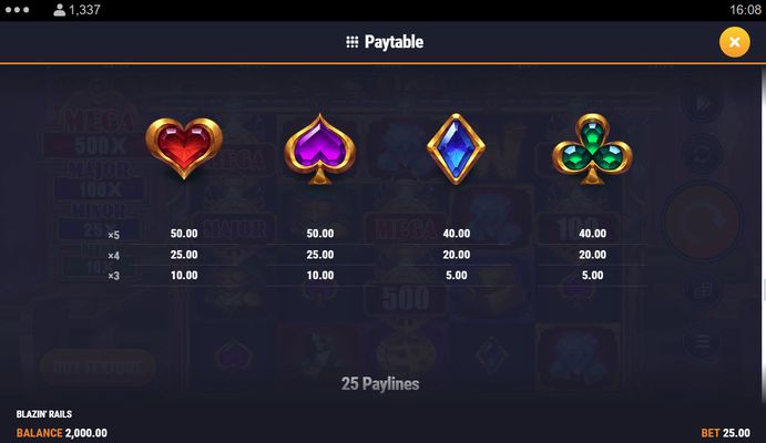 Low Value Symbols Paytable