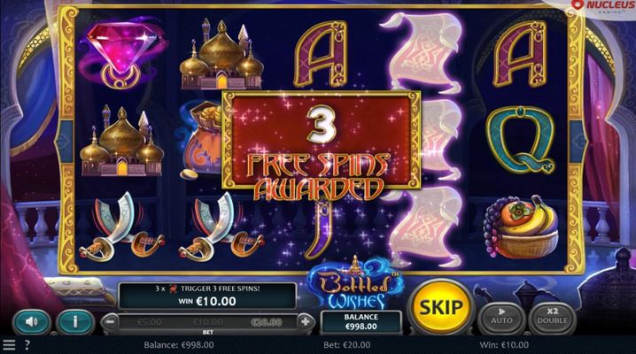 3 Free Spins Awarded