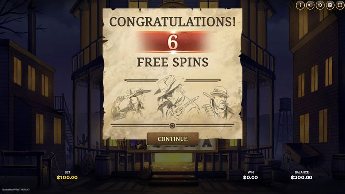 6 Free Spins Awarded