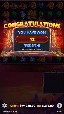 12 Free Spins Awarded