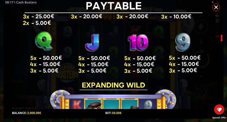 Low Value Symbols Paytable