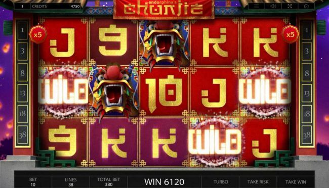 Multiple winning paylines triggers a 6120 coin big win!