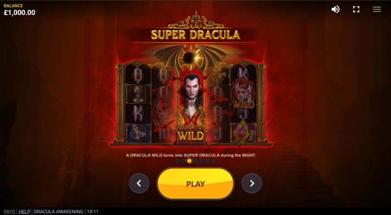 30 lines and 5 game reels Dracula Awakening slot machine