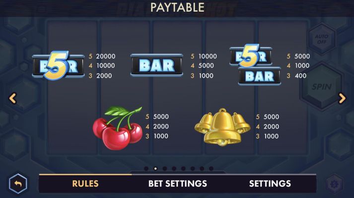 Low Value Symbols Paytable