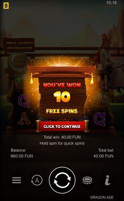 10 Free Spins Awarded