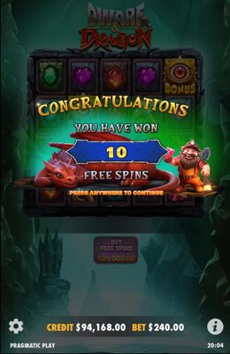 10 Free Spins Awarded