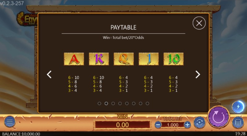 Paytable - Low Value Symbols