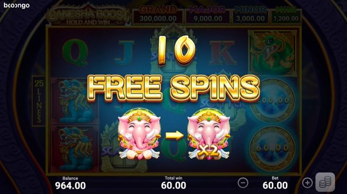 10 free spins awarded