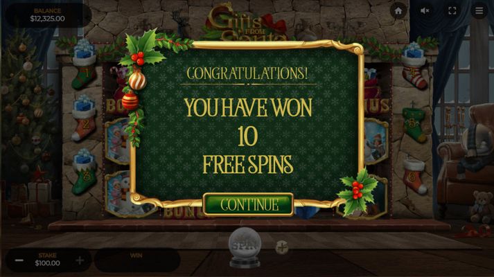 10 Free Spins Awarded