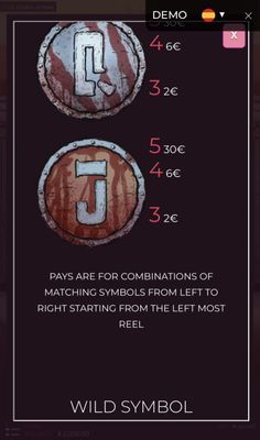 Low Value Symbols Paytable