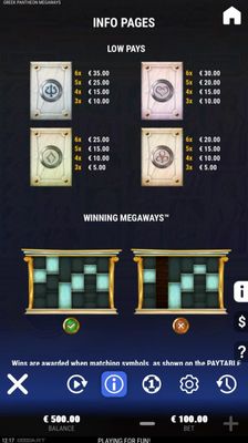 Low Value Symbols Paytable