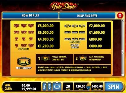 triple jackpot bonus pays continued