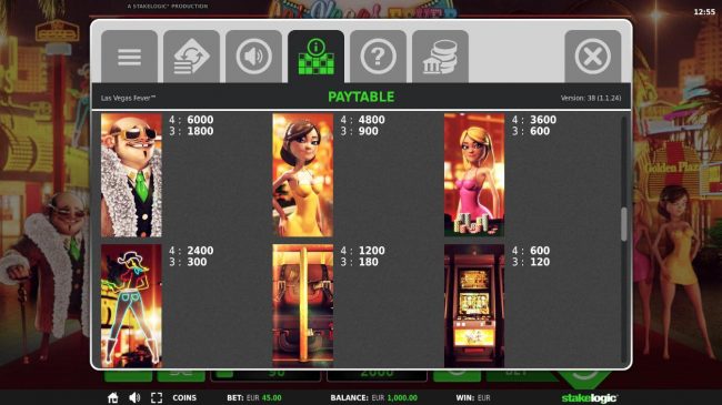 High value slot game symbols paytable