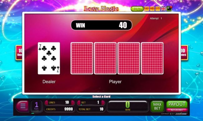 Beat The Dealer - Double or Nothing Gamble Feature Game Board - Select a card that is higher than the dealers for a chance to double your winnings.