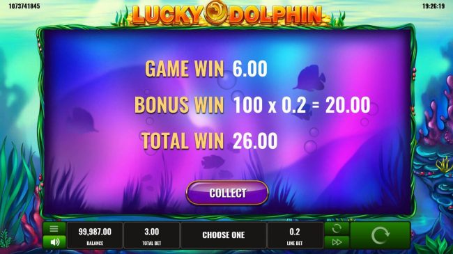 Total bonus game payout 26 coins