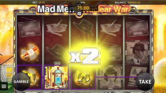 An x2 wild multipier triggers a 75.00 jackpot win.