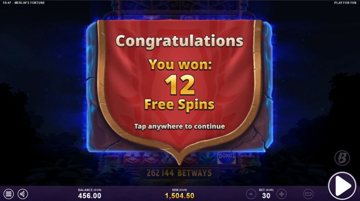 12 Free Spins Awarded