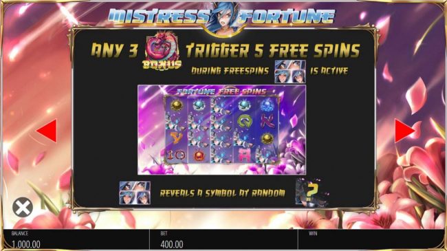 Any 3 bonus symbols trigger 5 free spins