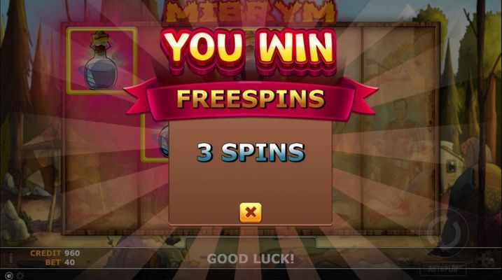 3 free spins awarded