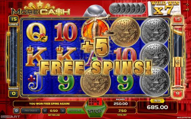 5 Free Spins Awarded