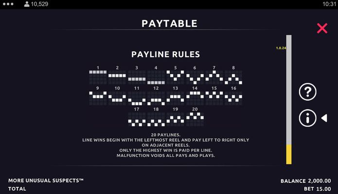 Paylines 1-20