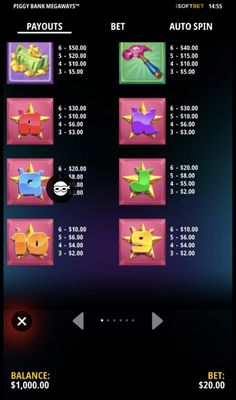 Low Value Symbols Paytable