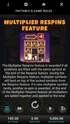 Multiplier Respins Feature