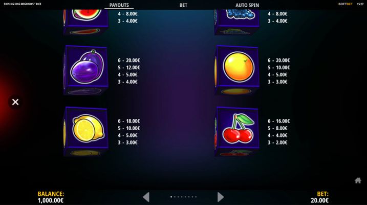 Low Value Symbols Paytable