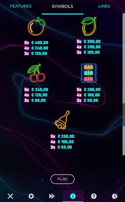 Low Value Symbols Paytable