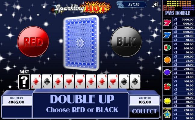 Gamble Feature - To gamble any win press Gamble then select Red or Black