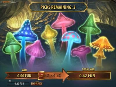 Mushroom Forest pick me bonus feature game board.