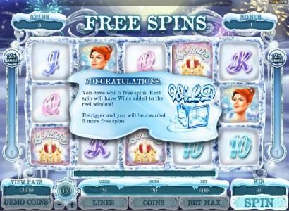 5 free spins awarded