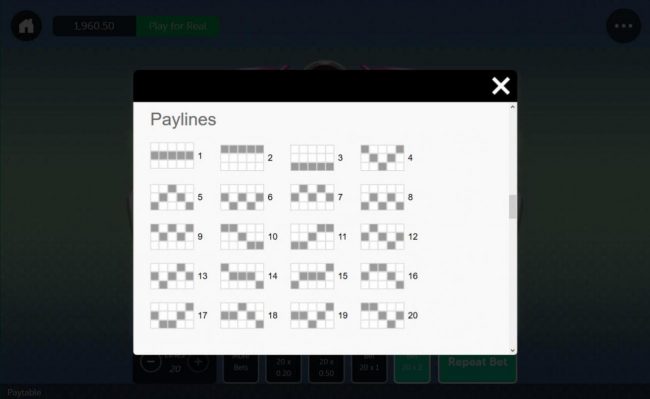 Payline Diagrams 1-20