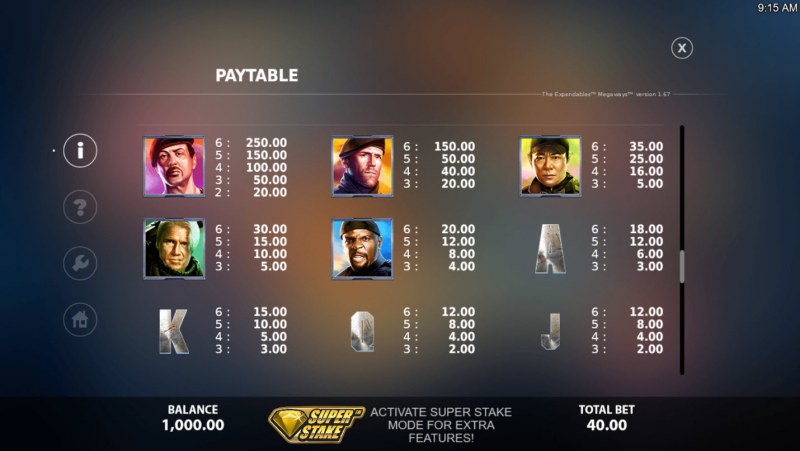 Paytable - High Value Symbols