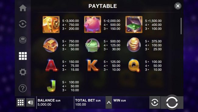 Low value game symbols paytable